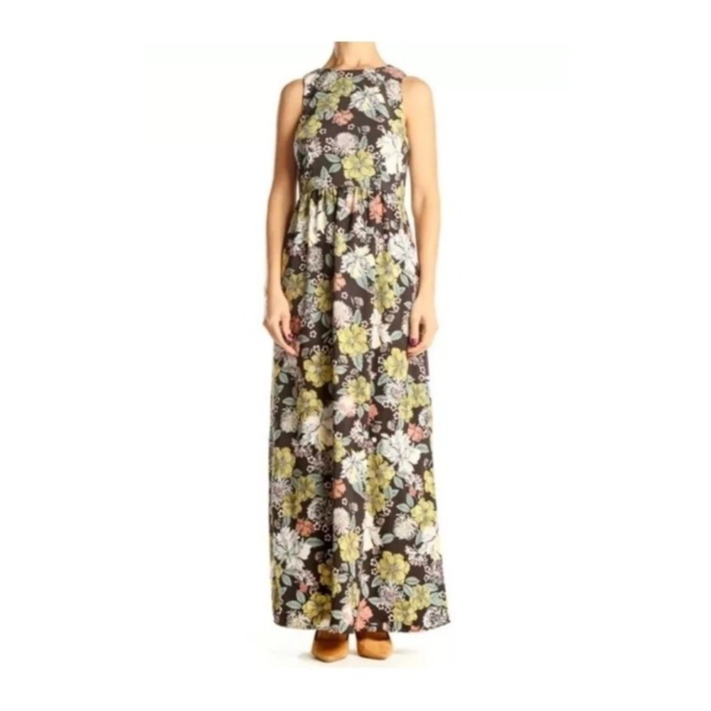 LOFT Floral Boho Maxi Column Dress Size 2 18" Slit Both Sides Whimsigoth Wedding